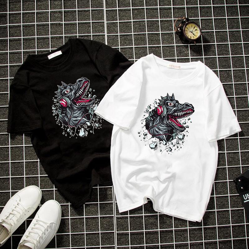 Áo thun tay lỡ khủng long nghe nhạc vải dày mịn 2020T3080