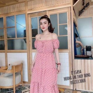 Váy maxi bi tầng trễ vai - Mặc đc 2 kiểu