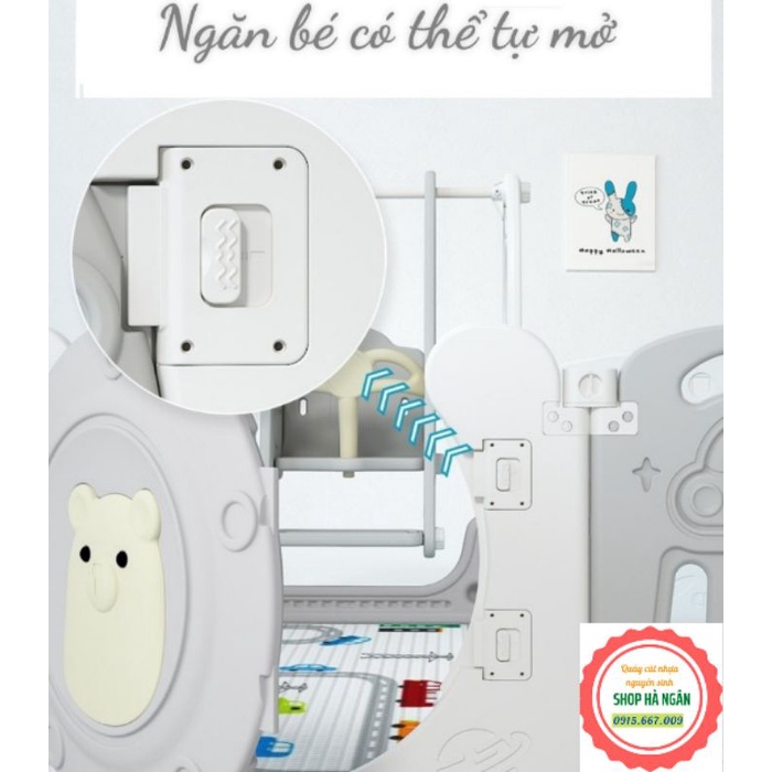 Bộ quây cũi nhựa Full bộ cầu trượt, xích đu, bóng rổ, TẶNG  thảm, banh, giỏ