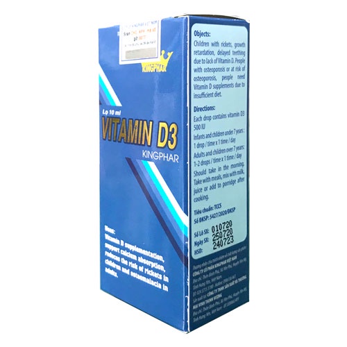 Vitamin D3 Kingfar 10Ml – Hỗ trợ giúp hấp thu canxi, chống vặn mình ở trẻ sơ sinh