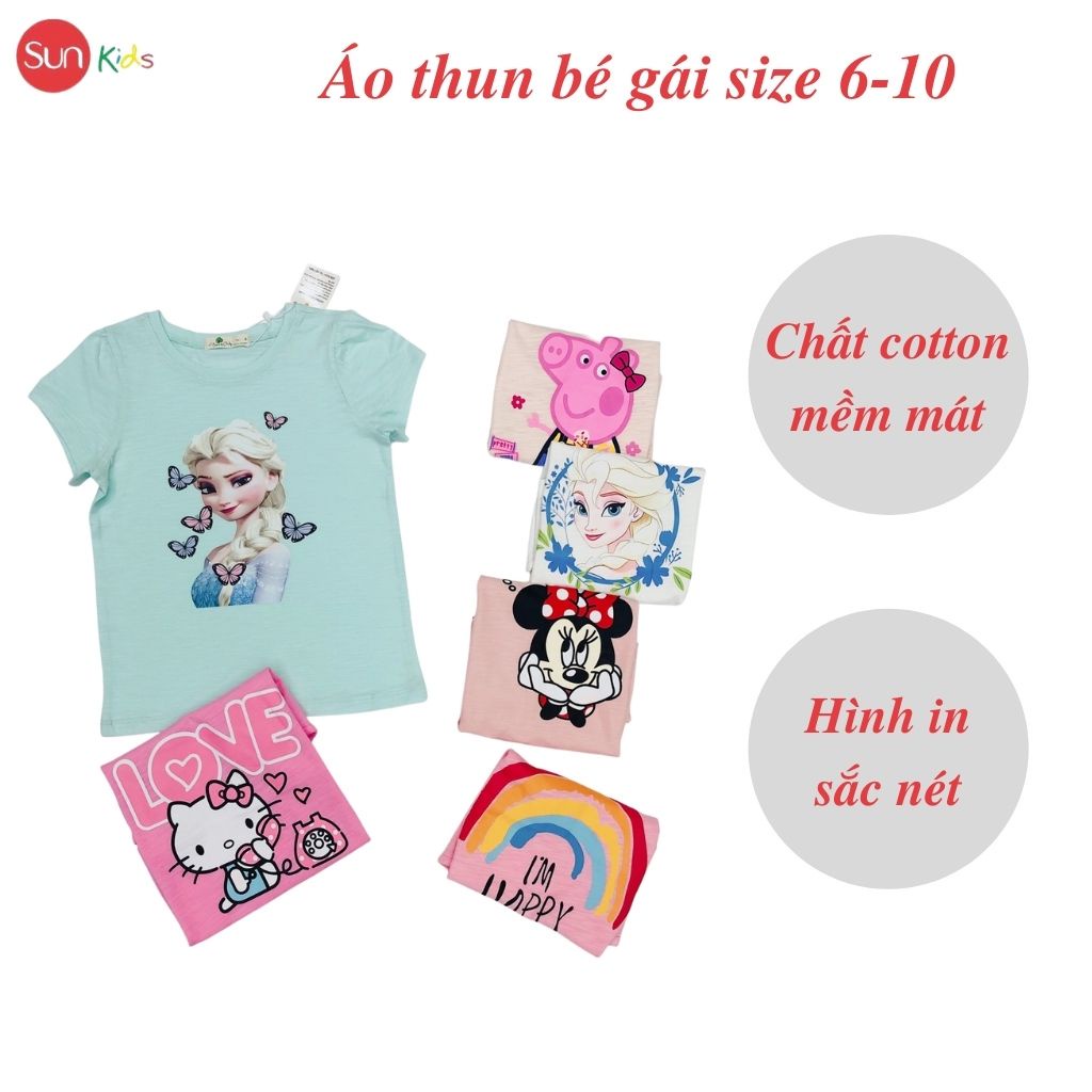 Áo thun cho bé gái, áo phông bé gái chất cotton mềm mát, size 6 - 10 tuổi - SUNKIDS1