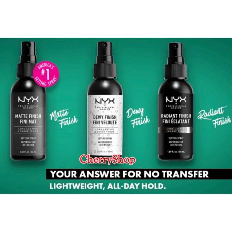 Xịt khoá lớp trang điểm NYX Dewy/Matte Finish Long Lasting Setting Spray (60ml) | BigBuy360 - bigbuy360.vn
