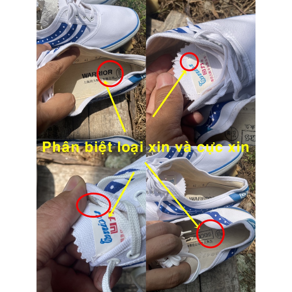 Giày bata tàu WARRIOR đi thể dục hoặc đá banh, bền hơn hàng trong nước, size 37-42 form to (màu trắng)