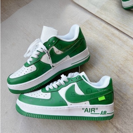 Giày thể thao Nike_Air Force 1 Low By White Green, Giày Af1 LV Xanh Lá Nam Nữ Cao Cấp 2022