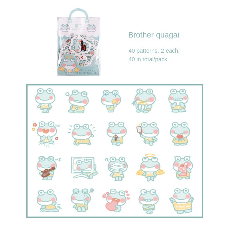 Set 40 Miếng Dán Nhiều Màu Sắc Họa Tiết Hoạt Hình Trang Trí Nhật Ký/Điện Thoại/Sổ Tay Xinh Xắn