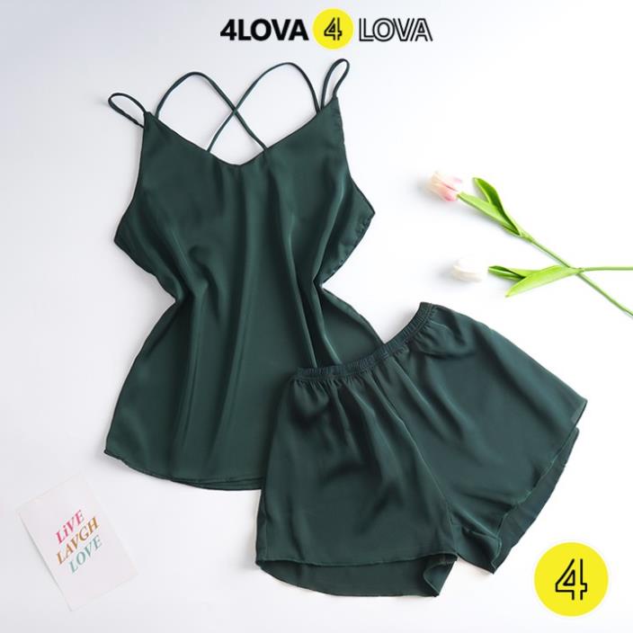 Đồ bộ ngủ nữ lụa 2 dây sexy quyến rũ vải satin cao cấp thoáng mát 4Lova ! ^