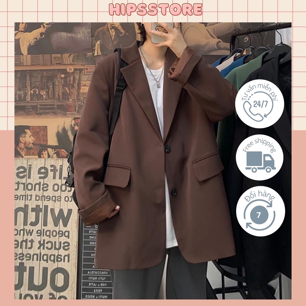 Ao Blazer Nữ Tay Dài Dáng Rộng Phong Cách Hàn Quốc Cho Nữ Áo Vest Màu Nâu Socola Hottrend Ulzzang - Hipsstore