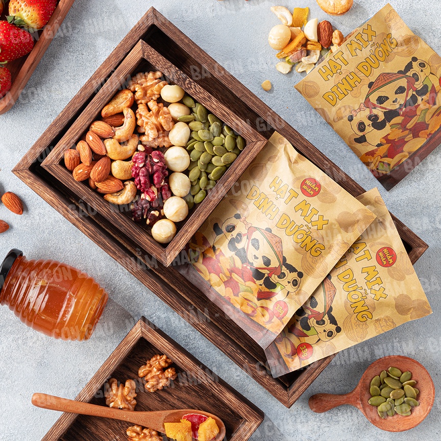 Hạt mix dinh dưỡng, ăn vặt hàng ngày, giảm cân Nhằm Nhăm 3Con Gấu Granola nhập khẩu thơm ngon, giòn rụm gói 33g