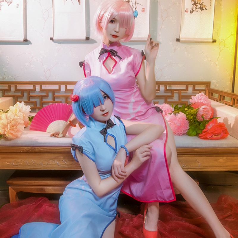 Đầm Sườn Xám Cosplay Nhân Vật Rem Ram Trong Re:Zero | BigBuy360 - bigbuy360.vn