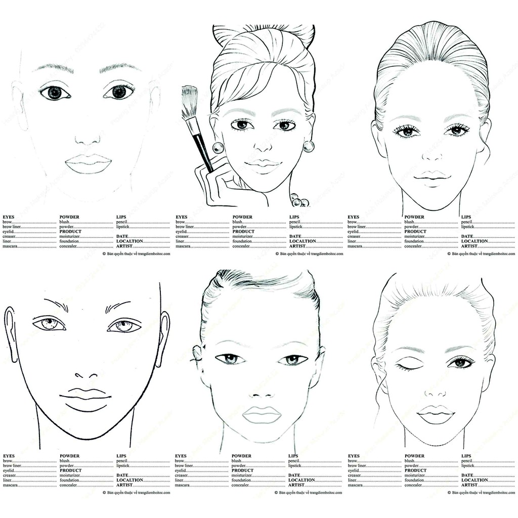 Giấy trang điểm makeup facechart