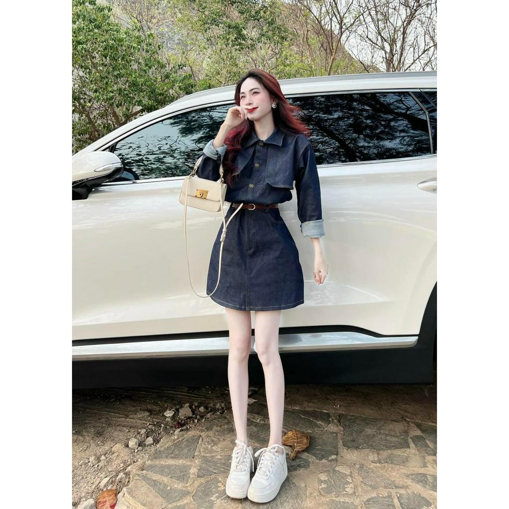 Sét Jean Mix Chân Váy Chất Đẹp_Sét Bò Denim Cao Cấp Kèm Nịt,Sét Váy Nữ Phong Cách Hàn Xinh Xắn