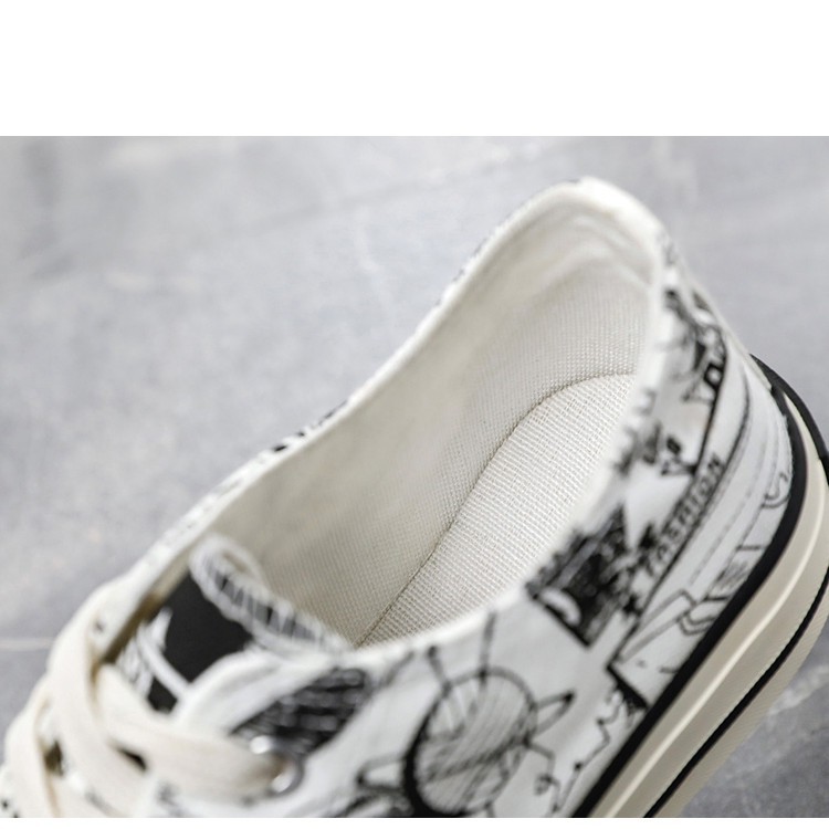 Thời Trang Giày Thể Thao Vải Canvas In Họa Tiết Graffiti Cá Tính Cho Nam | BigBuy360 - bigbuy360.vn