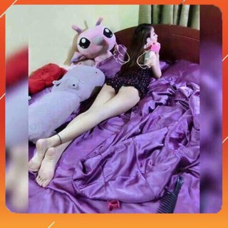 [Sale off] Chăn ga gối phi lụa_L12 (màu tím)