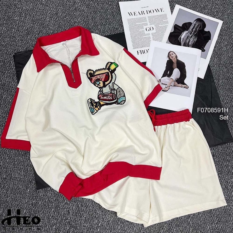 Set bộ áo thun hình ngôi sao phối quần short
