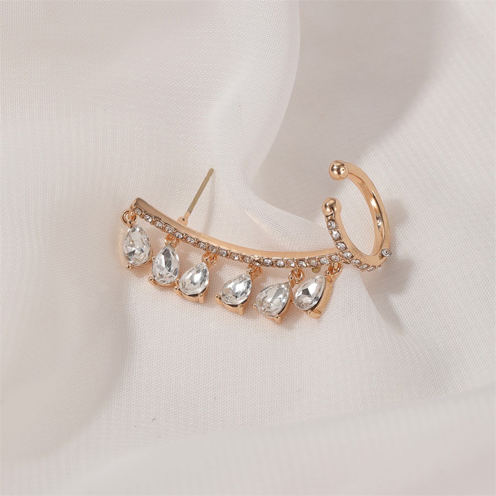 1 Khuyên Kẹp Vành Tai Đính Đá Zircon Hình Giọt Nước Thời Trang
