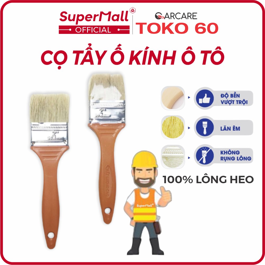 Cọ tẩy ố kính ô tô, 100% lông heo, chuyên dụng tẩy ố kính, tẩy cặn canxi