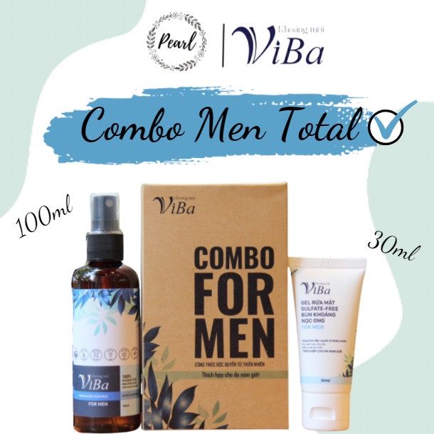 COMBO MEN TOTAL (Xịt khoáng For Men 100ml + Gel rửa mặt Fulfate-Free bùn khoáng nọc ong For Men) Pea