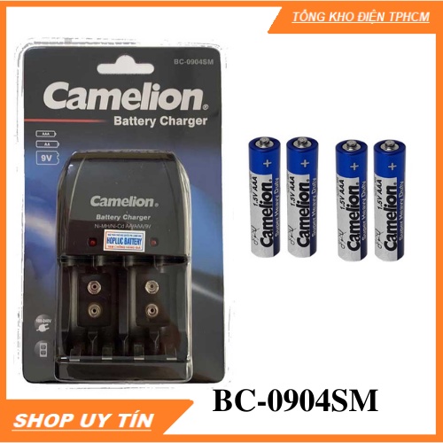 ⚡️Hàng Chính Hãng⚡️ Bộ sạc pin đa năng Camelion BC-0904SM, sạc cho pin AA, AAA và pin 9V