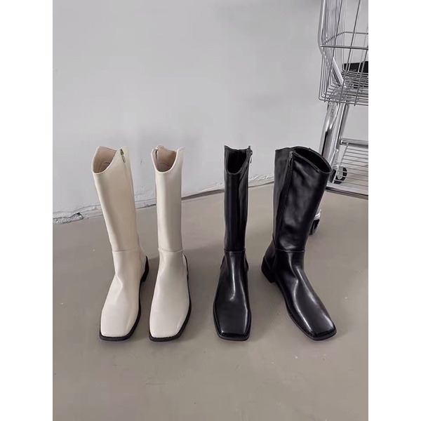 GIÀY BOOTS NỮ DA PU MỀM MŨI VUÔNG PHONG CÁCH HÀN QUỐC