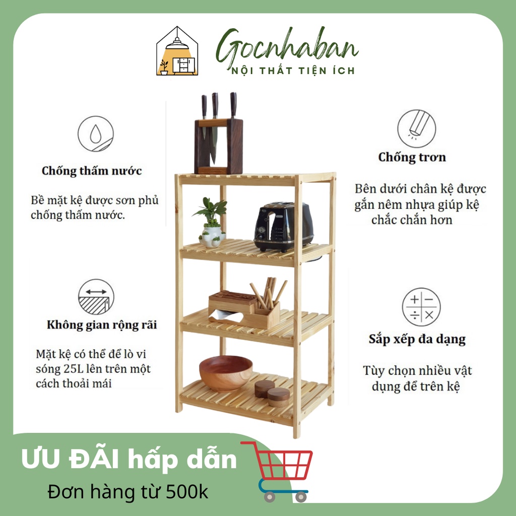 KỆ VINTAGE HÀN QUỐC 4 TẦNG - KỆ ĐỂ ĐỒ - KỆ TRANG TRÍ - KỆ LÒ VI SÓNG