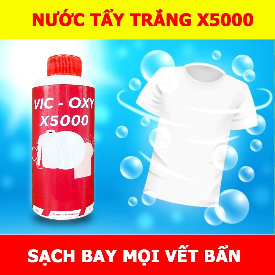 Nước tẩy đa năng X5000 Plus- Công nghệ mới Đánh bay ố vàng,mốc quần áo thức ăn dầu mỡ dùng được cho vải trắng và màu