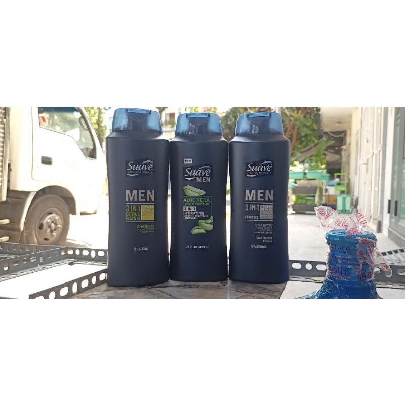 Dầu tắm, gội, xả Suave Men 3 in 1 Shampoo, Conditioner and Body Wash 828ml của Mỹ