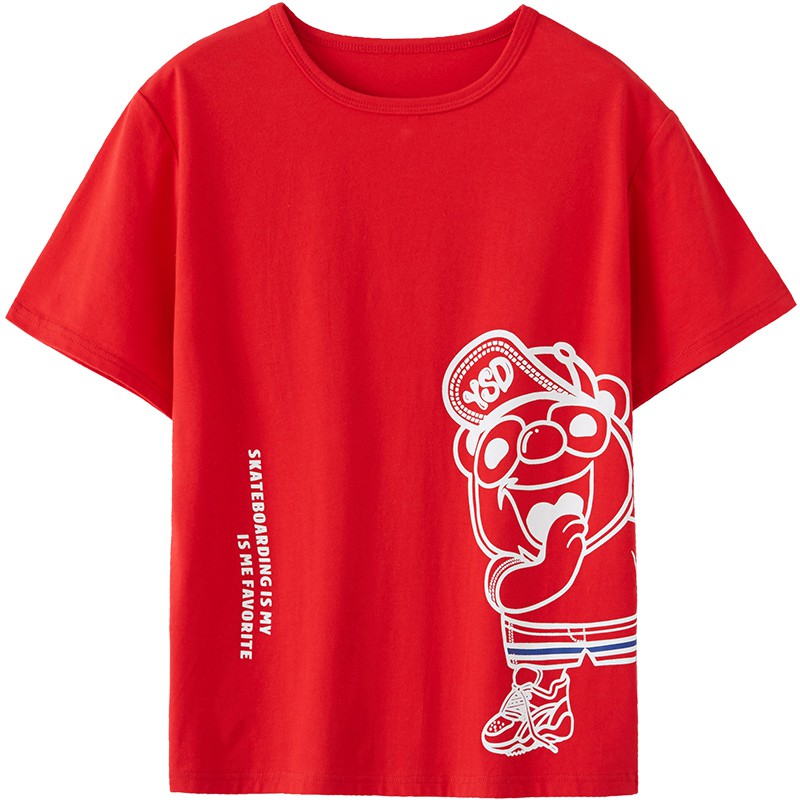 [35Kg - 75Kg] Áo Thun Áo Phông Nam Ngắn Tay Không Cổ Vải Cotton Hàng Quảng Châu Co Giãn 4 Chiều Màu Đỏ | BigBuy360 - bigbuy360.vn