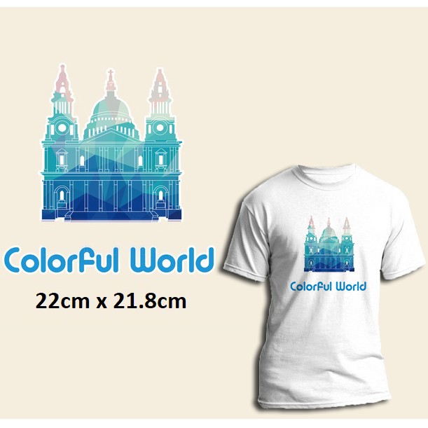 Pet ủi nhiệt offset dán trang trí quần áo hình COLORFUL WORLD 02