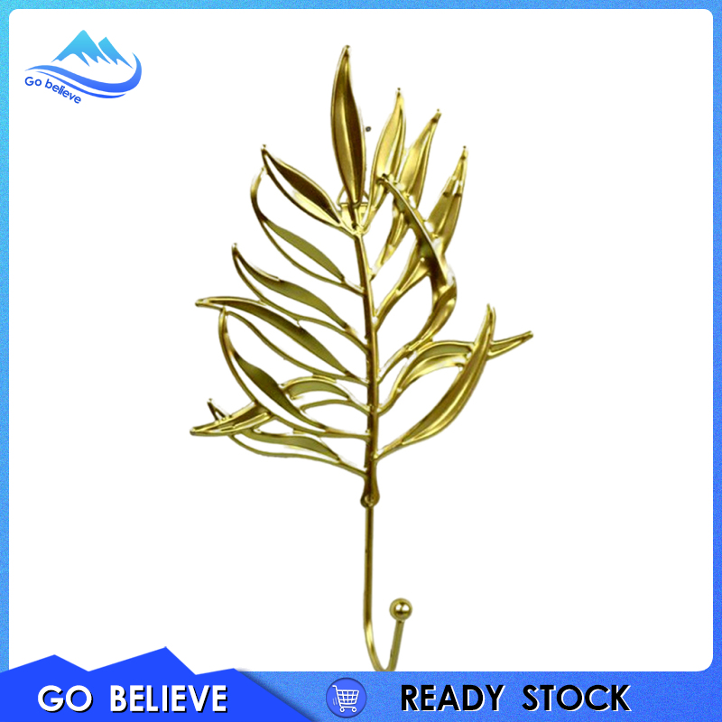 [Go believe]Nordic Household Decorative Hook Golden Leaf Coat Rack Door Wall Coat Towel Key Hanger Wall Hanging Home Decor