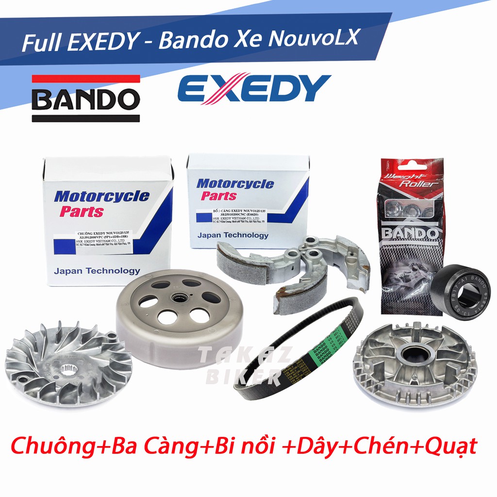 Full bộ nồi Exedy trước và sau dùng cho xe Nouvo 4 - Nouvo 5 / Luvias Fi hãng Exedy
