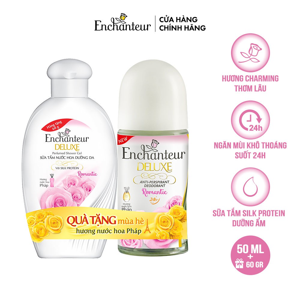 Lăn Khử Mùi Enchanteur 50ml + Tặng Sữa Tắm Enchanteur 60ml - Hàng Chính Hãng