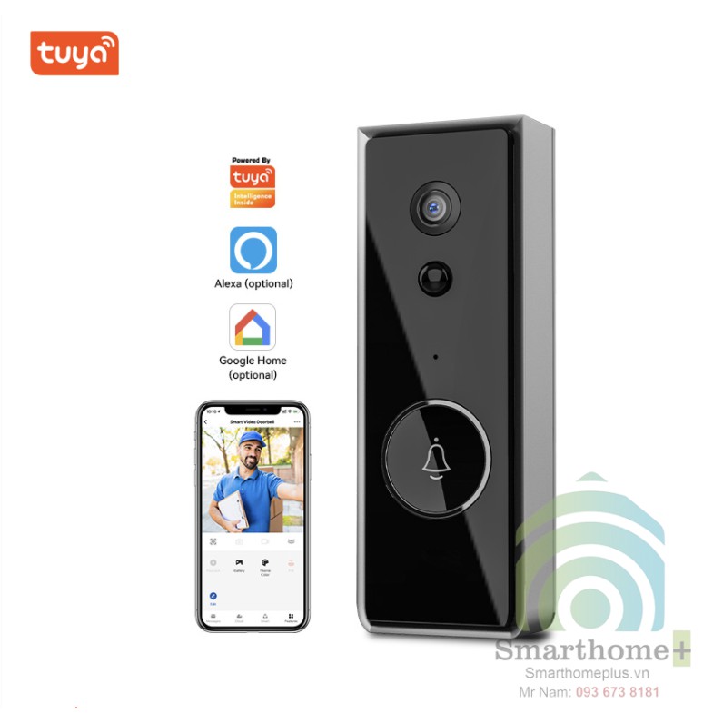 Chuông Hình Không Dây Chống Nước Chuẩn IP65 Wifi Full HD 1080P Tuya SHP-SW5C