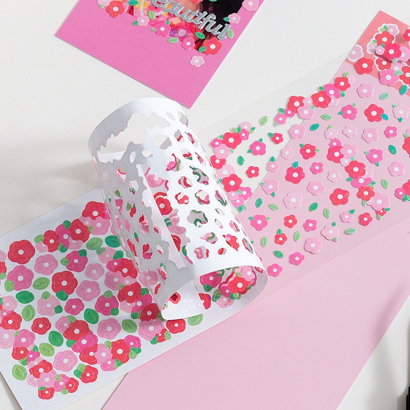 1 Tấm Hình Dán Hoa Màu Laser