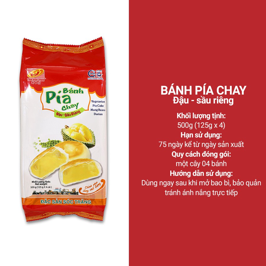 Bánh pía chay đậu sầu riêng Tân Huê Viên (500g)