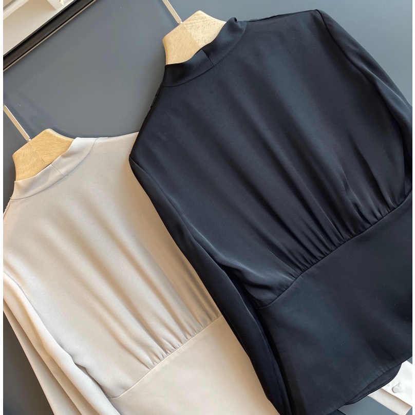 Áo kiểu BH tay dài cổ chữ V phong cách vintage thời trang mùa xuân 2022