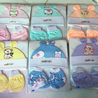 Set 5 bộ nón và bao tay chân bo cho bé sơ sinh