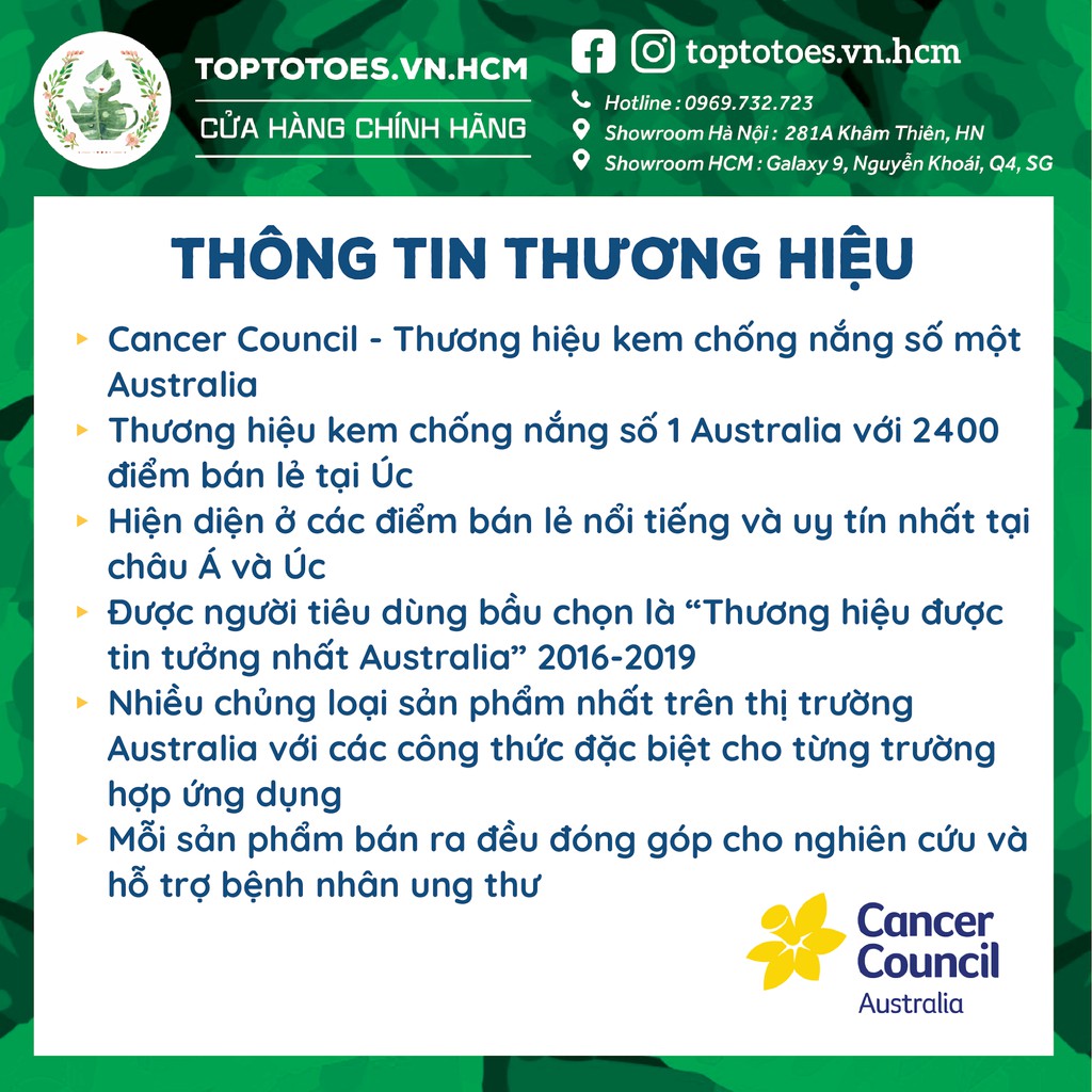 Kem chống nắng Trẻ em Cancer Council Kids SPF 50+/ PA ++++