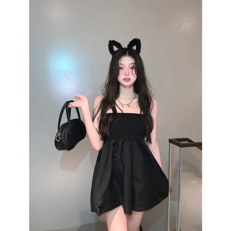 Xiaozhainv Đầm Mini Dáng Chữ A Lưng Cao Hở Lưng Phong Cách Hàn Quốc Quyến Rũ Cho Nữ