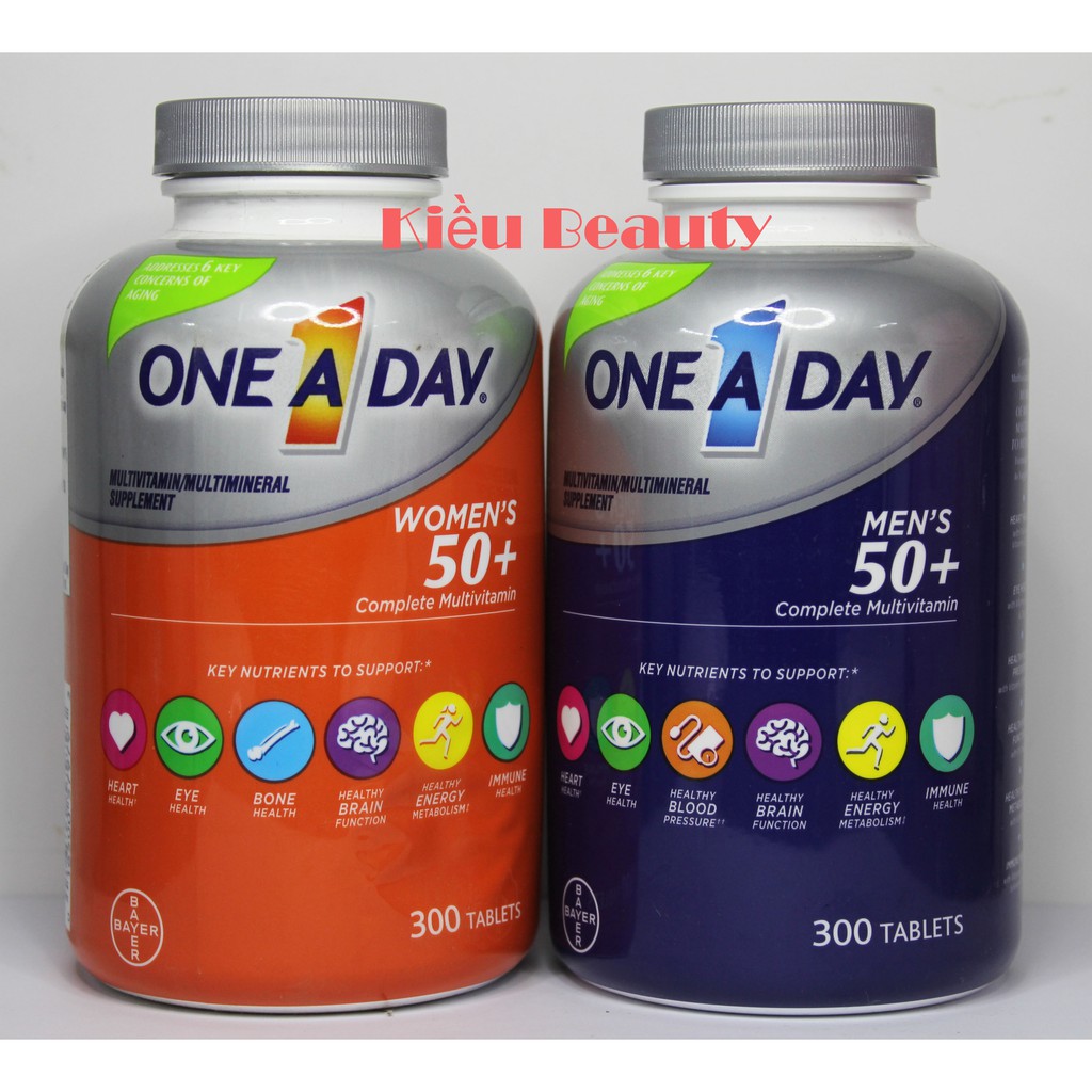 Viên uống Vitamin tổng hợp cho người cao tuổi One a day Men's, Women's Multivitamin 50+ 300 viên - Xuất xứ Mỹ