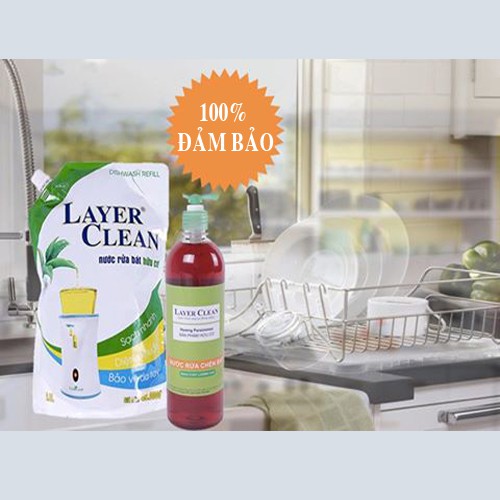 Nước rửa chén bát hữu cơ Layer Clean 800ml sạch ko hại da