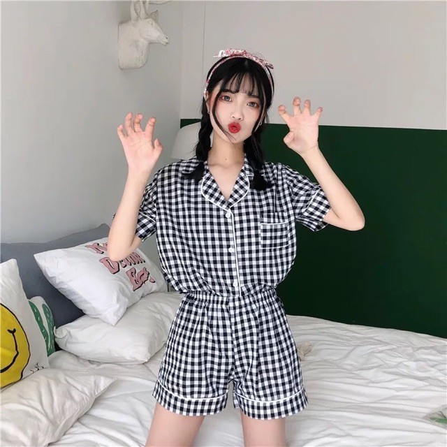Bộ ngủ pijama caro hàng VNXK