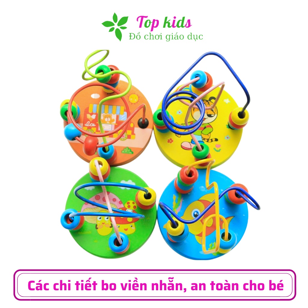 Đồ chơi bằng gỗ montessori bộ luồn hạt mini  giáo dục sớm cho bé từ 1 đến 3 tuổi thông minh trí tuệ - TOPKIDS