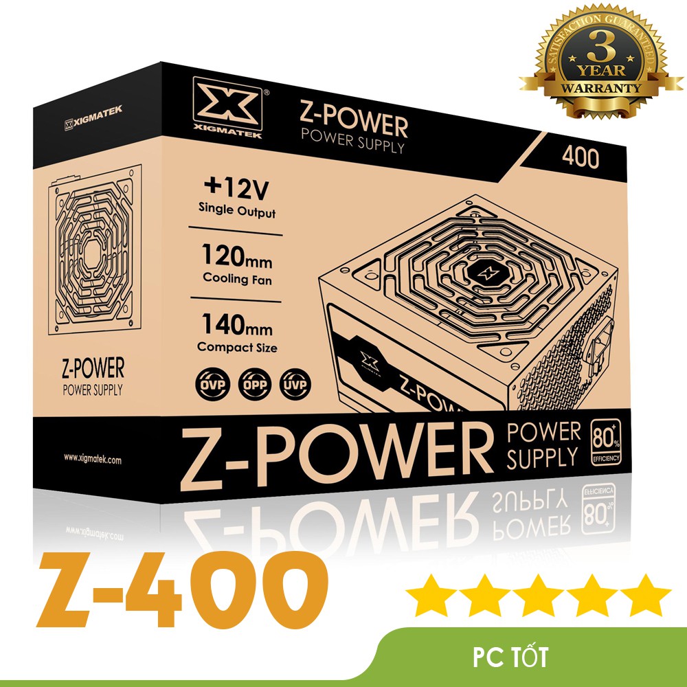 [Mã ELMS5 giảm 7% đơn 300K] Nguồn máy tính Xigmatek Z-POWER 400 EN45921 - 300W Hiệu suất 80 plus white