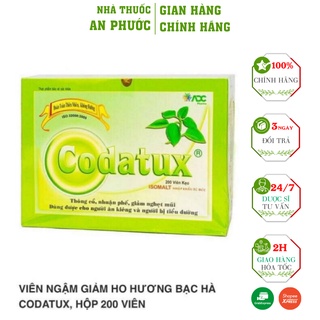Kẹo Ngậm CODATUX  ⚡ CAM KẾT CHÍNH HÃNG ⚡Kẹo ngậm ấm bụng, giảm cảm lạnh, hết ho (200 viên)