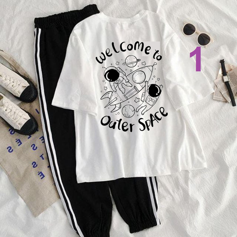 Set áo tay lửng vũ trụ + quần thun unisex [SPACE COLLECTION