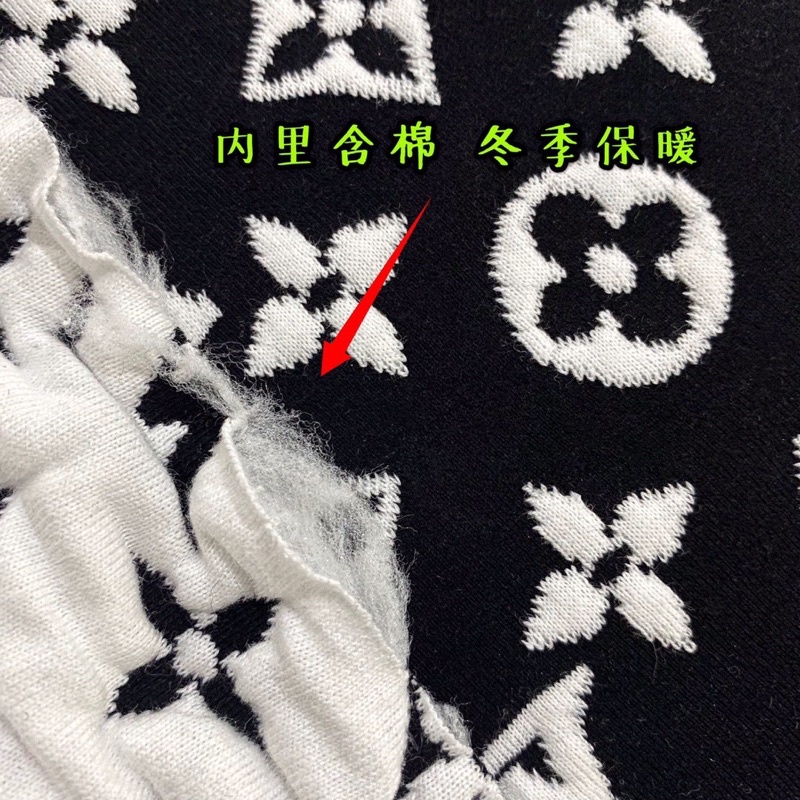 Áo len nữ dáng rộng cổ tròn hoạ tiết chữ và logo thương hiệu Louis Vuitton LV cao cấp