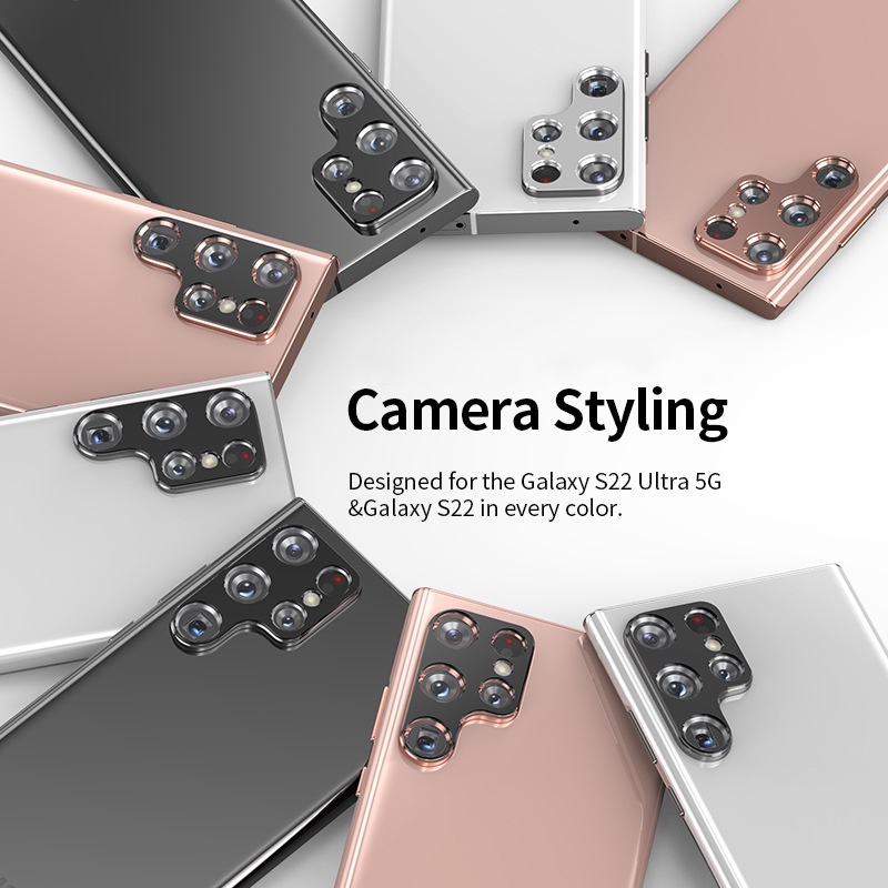 Nắp nhôm JANSIN bảo vệ camera sau thích hợp cho Samsung Galaxy S22 Ultra 5G S22 S22 Plus