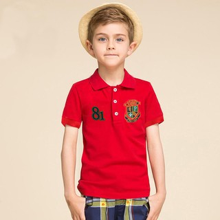 Kids shirt Boy Polo shirt Embroider Lapel Cotton Children Clothing Korean Fashion wear Ready Stock