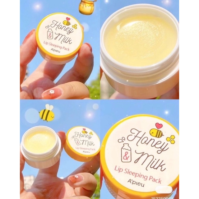 Bộ sản phẩm dưỡng môi Apieu Honey & Milk Lip oil/ Lip balm/ Lip scrub/ Lip sleeping mask