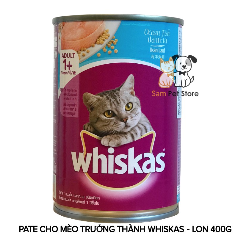 1 thùng 24 lon pate Whiskas cho mèo trưởng thành - lon 400gr